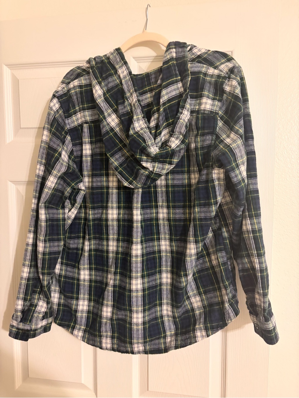 L.L. Bean Hooded Plaid Zip Jacket in Navy, White & Green - Picture 3 of 3